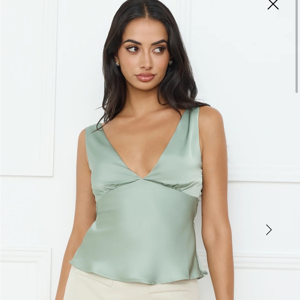 Eden Essence Satin Top Olive - Hello Molly NWT size small